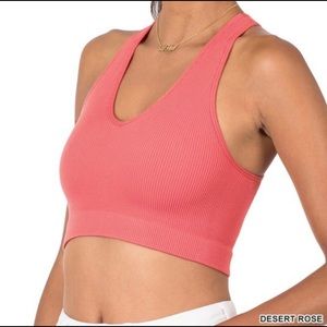 New Zenana Crop Top in Pink L/XL